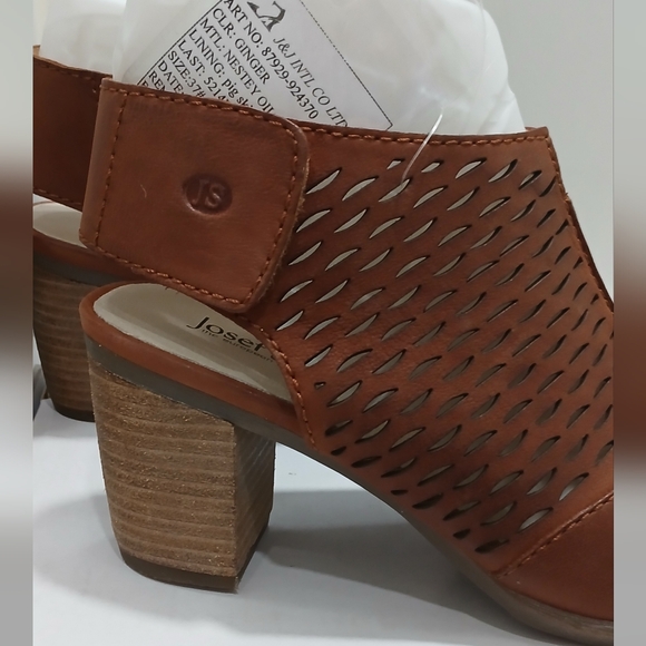 NWT 🔥 Joseph Seibel Leather Brown Peep-Toe Heeled Sandals Size 37 EU NEW IN BOX - Picture 2 of 16